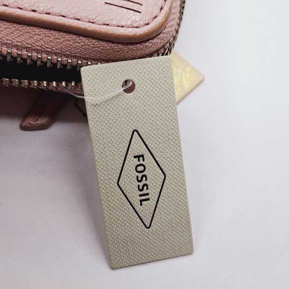 Fossil Emma Large Zip Clutch Burnished Lilac Pink Wristlet Leather Wallet RFID - Picture 3 of 15